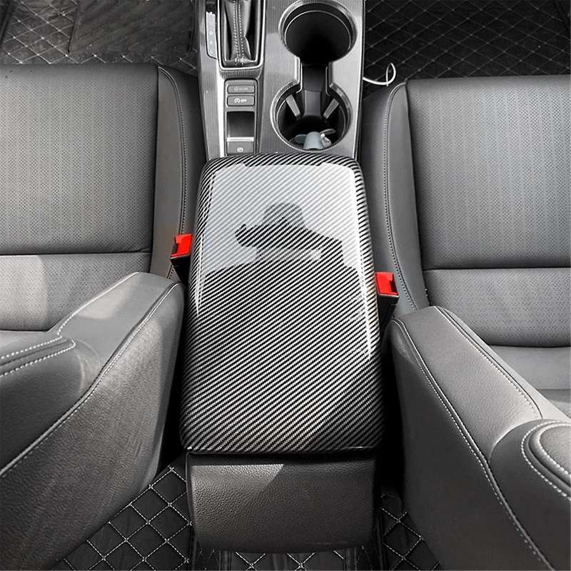 Carbon Fiber Black Interior Seat Armrest Box Panel Trim Car Central Armrest Box Panel for 11th 2021