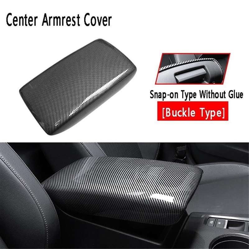 Carbon Fiber Black Interior Seat Armrest Box Panel Trim Car Central Armrest Box Panel for 11th 2021-