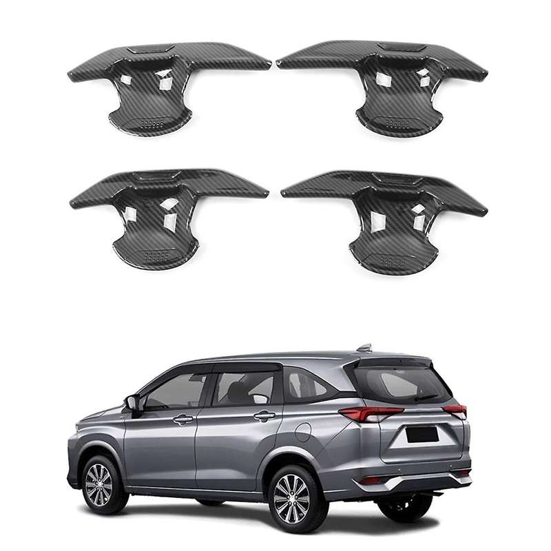 Carbon Fiber Car Door Handle Bowl Cover Trim Frame Door Handle Stickers for Avanza Premio Veloz 2022