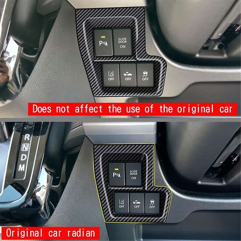 Carbon Fiber Car Front Left Multifunction Button Frame Panel Trim Frame Cover Sticker for Spacia 201