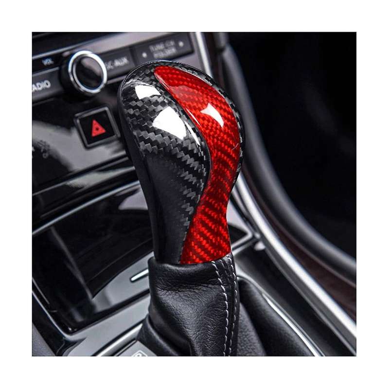 Carbon Fiber Car Gear Knob Cover Trim Gear Shift Lever Knob Sticker for Q50 2014 2015 2016 2017(Bla