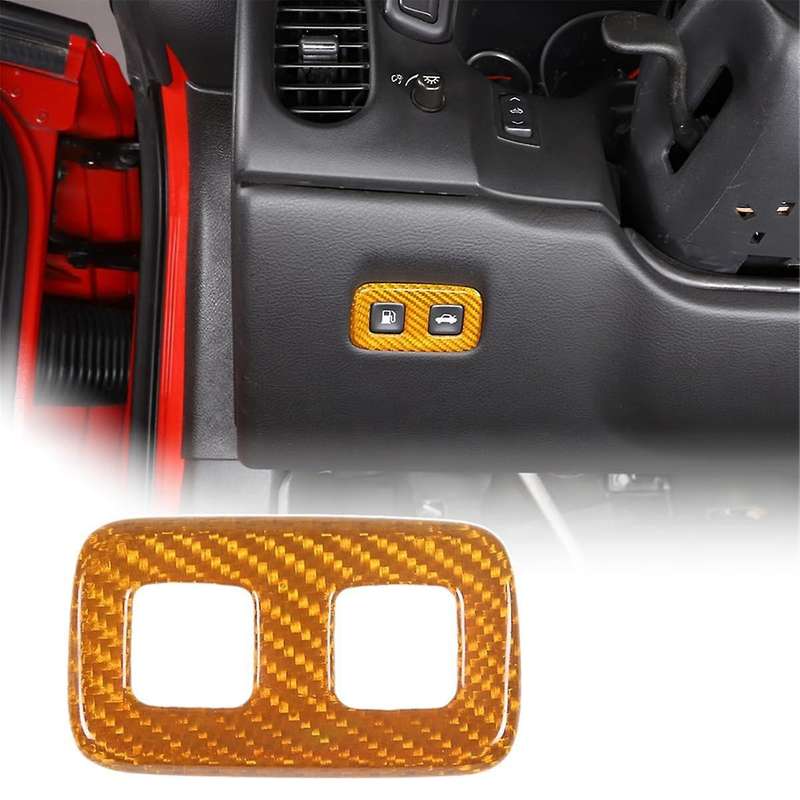 Carbon Fiber Car Fuel Tank Lid Switch Button Frame Trim for C6 2005-2013 Interior Accessories ,Yell