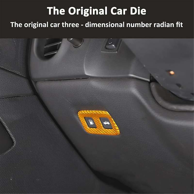 Carbon Fiber Car Fuel Tank Lid Switch Button Frame Trim for C6 2005-2013 Interior Accessories ,Yell