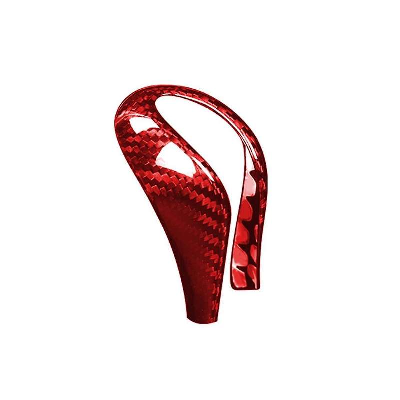 Carbon Fiber Car Gear Knob Cover Trim Gear Shift Lever Knob Sticker for Q50 2014 2015 2016 2017(Red