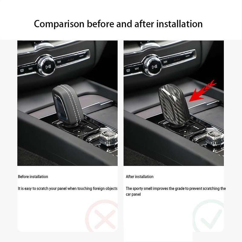Carbon Fiber Car Gear Shift Knob Trim Cover for XC40 XC60 XC90 S90 S60 V90 2021