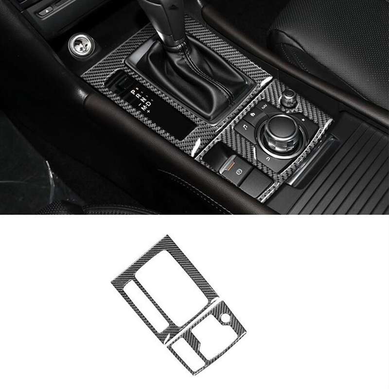 Carbon Fiber Car Gear Shift Panel Cover Trim for Axela 2014 2015 2016 2017 Interior Accessories (LHD