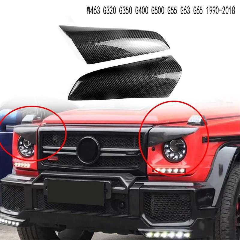 Carbon Fiber Car Headlight Eyebrow Cover Trim for G Class W463 G320 G350 G400 G500 G55 G63 G65 1990