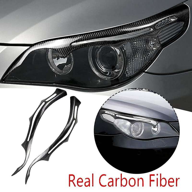 Carbon Fiber Car Headlight Eyebrow Cover Trim Head Light Lamp Sticker for 5 Series E60 2004-2010
