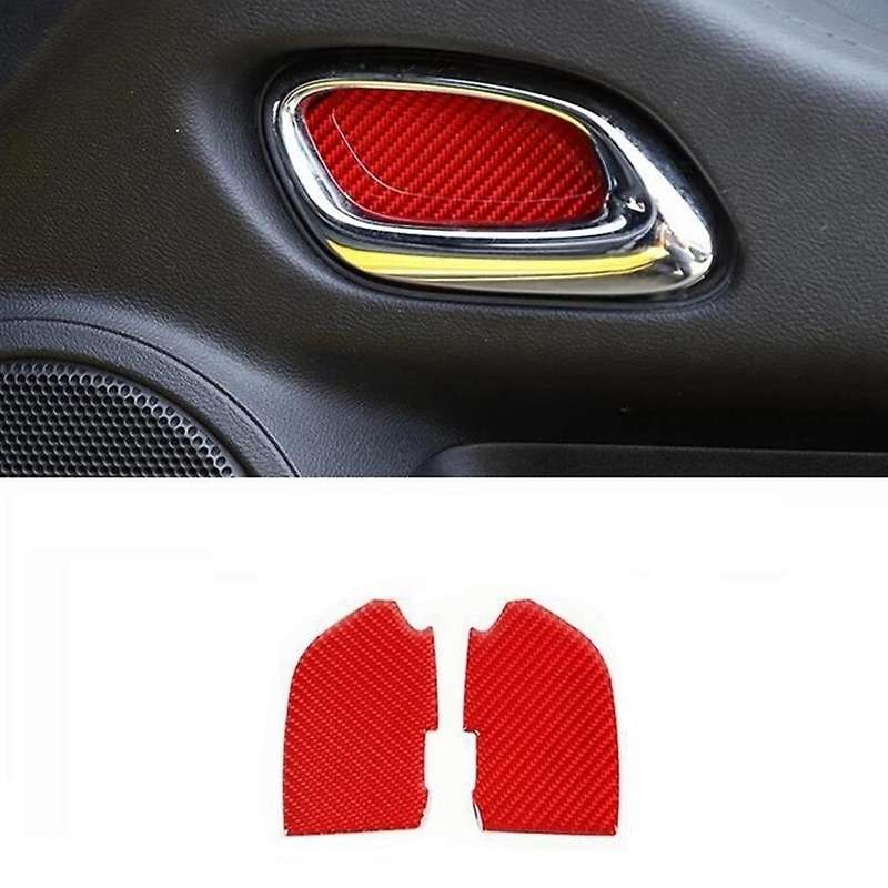 Carbon Fiber Car Inner Door Handle Bowl Cover Stickers for 2012 2013 2014 2015 (Red)
