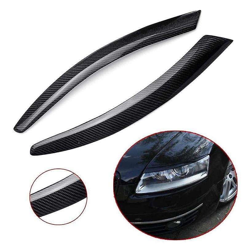 Carbon Fiber Car Headlight Eyebrow Cover Trim Sticker Head Light Lamp Eyelid for  A6 C6 2005-2011