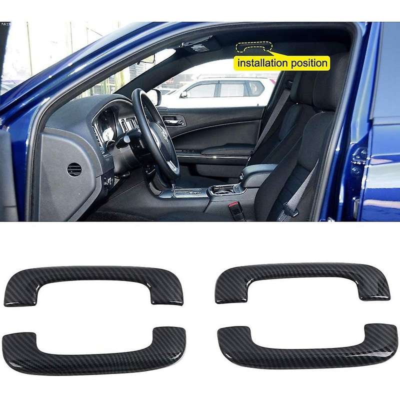 Carbon Fiber Car Inner Roof Top Grab Bar Trim Door Grab Handle Cover for Charger 2011-2020 Car Acces