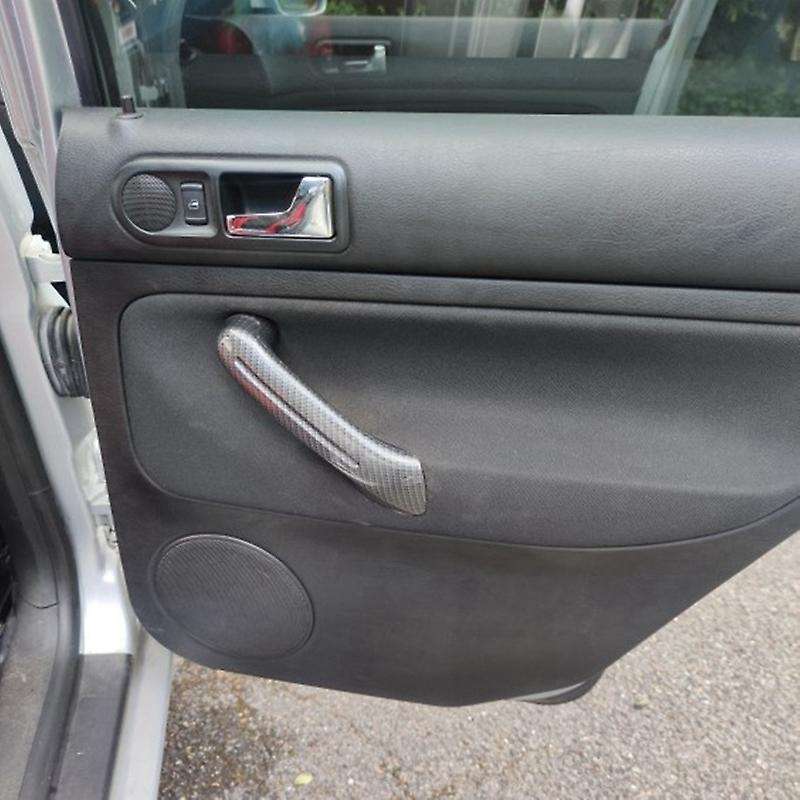 Carbon Fiber Car Interior Door Grab Handle Cover + Window Lift Switch Panel Cover Set for Golf MK4 1