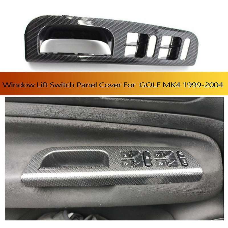 Carbon Fiber Car Interior Door Grab Handle Cover + Window Lift Switch Panel Cover Set for Golf MK4 1