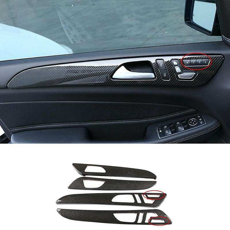Carbon Fiber Car Interior Door Handle Panel Cover Trim Strip for W166 ML GL 2012-2015 GLS GLE 2016-2