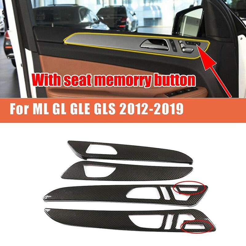 Carbon Fiber Car Interior Door Handle Panel Cover Trim Strip for W166 ML GL 2012-2015 GLS GLE 2016-2