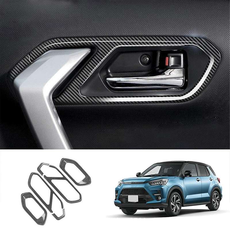 Carbon Fiber Car Interior Door Handle Bowl Panel Frame Cover Trim Sticker for Raize/ 2020-2022