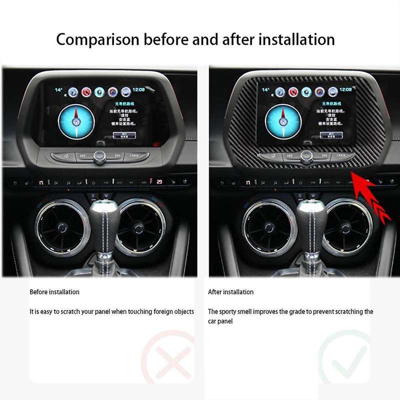 Carbon Fiber Car Navigation Screen Panel Trim Cover Sticker for 2016 2017 2018 2019