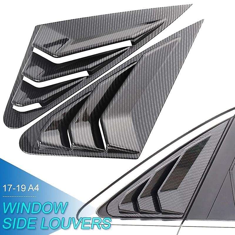 Carbon Fiber Car Rear Triangular Window Louvers Side Vent Cover Decoration for  A4 2017 2018 2019
