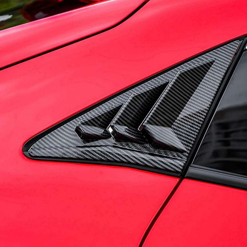 Carbon Fiber Car Rear Triple-cornered Window Louvers Side Vent Cover Decoration for Hatchback 2016-2