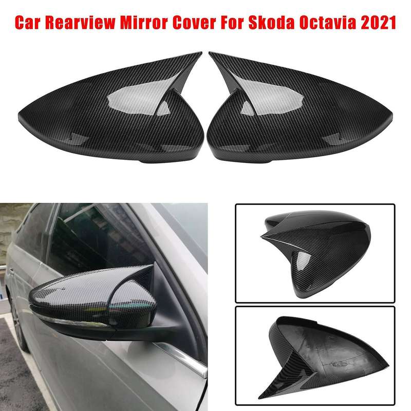 Carbon Fiber Car Rearview Mirror Cover Horn Style for 2021