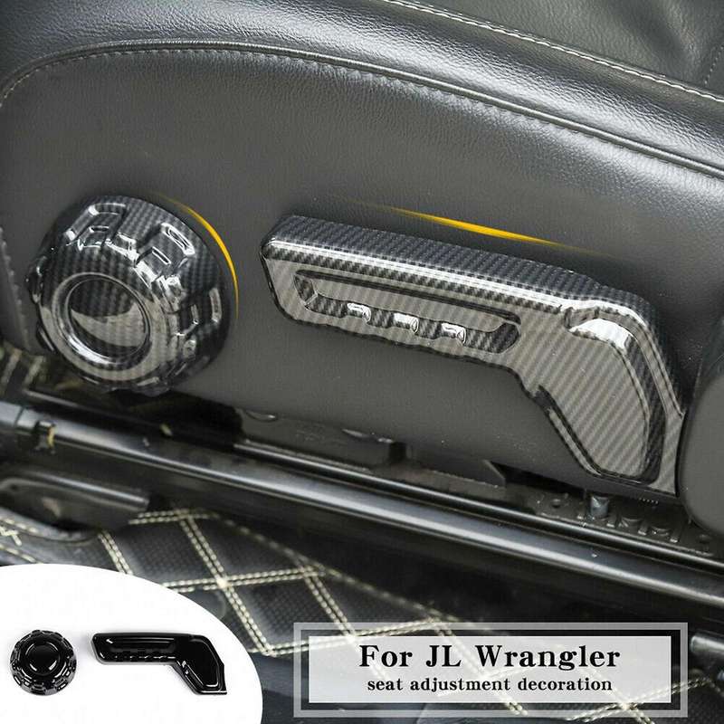 Carbon Fiber Car Seat Adjust Decoration Cover Trim for Wrangler JL 2018 -2020