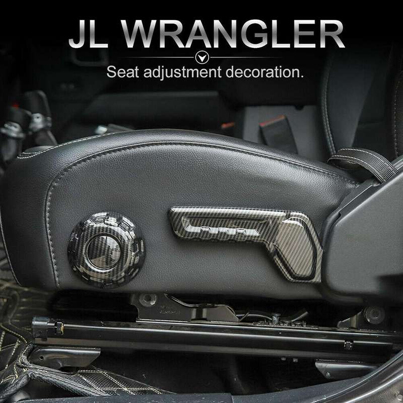 Carbon Fiber Car Seat Adjust Decoration Cover Trim for Wrangler JL 2018 -2020