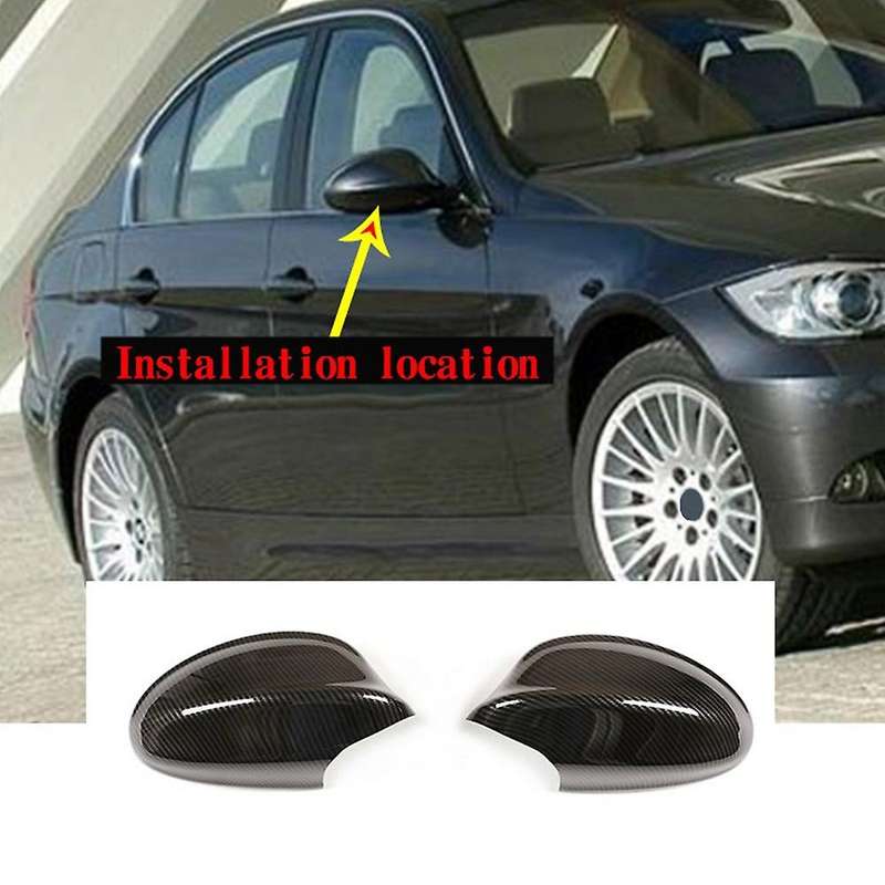 Carbon Fiber Car Side Door Rearview Mirror Cap Cover Stickers for 3 Series E90 E92 2005-2008