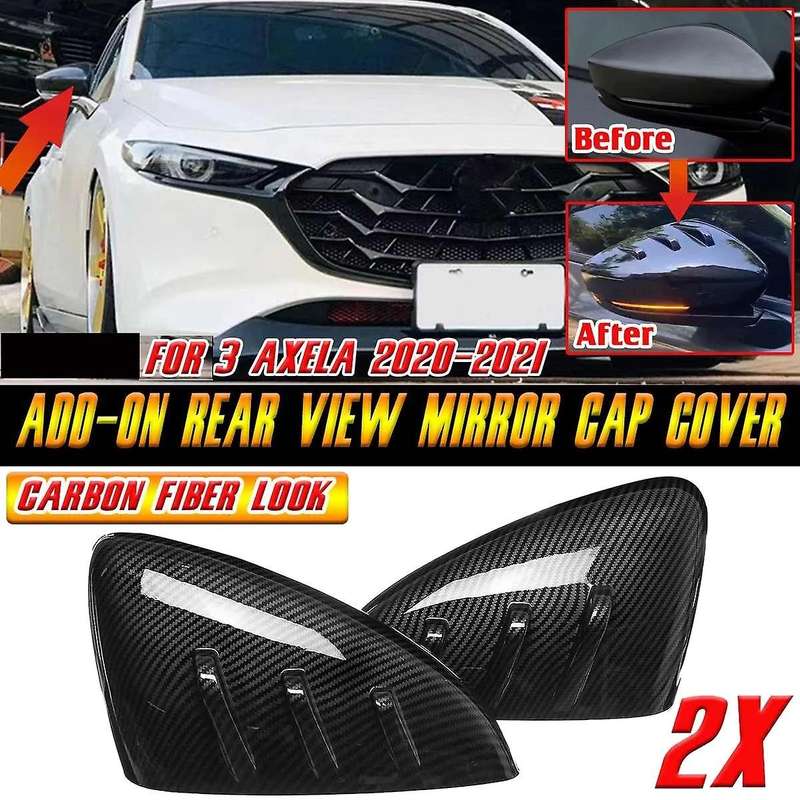 Carbon Fiber Car Side Rearview Mirror Cover for 3 Axela 2020-2021 Door Mirror Cover