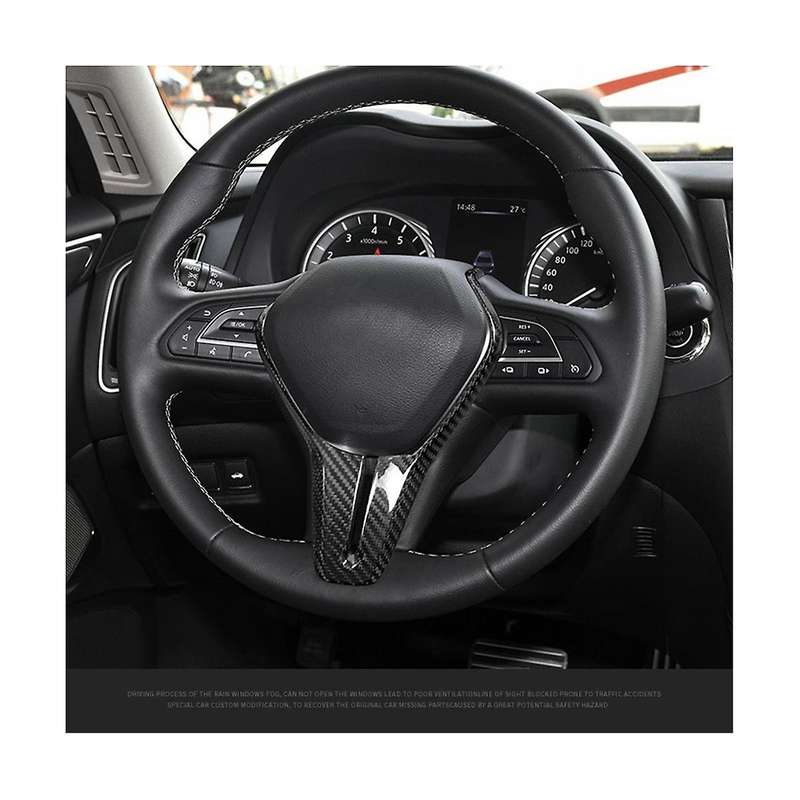 Carbon Fiber Car Steering Panel Cover Trim for Q50 Q60 2018 -2022 Interior Decoration(black)
