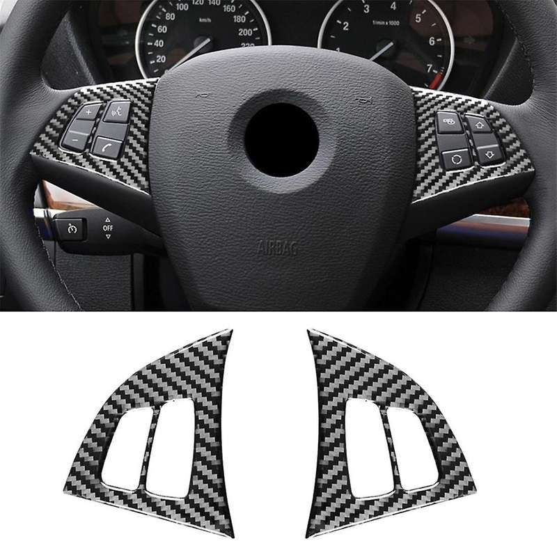 Carbon Fiber Car Steering Wheel Button Decals Cover Trim Stickers Accessories for - X5 X6 E70 E71 2