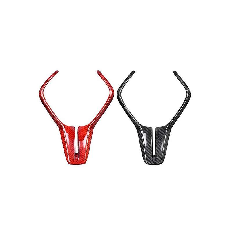 Carbon Fiber Car Steering Panel Cover Trim for Q50 Q60 2018 -2022 Interior Decoration(Red)