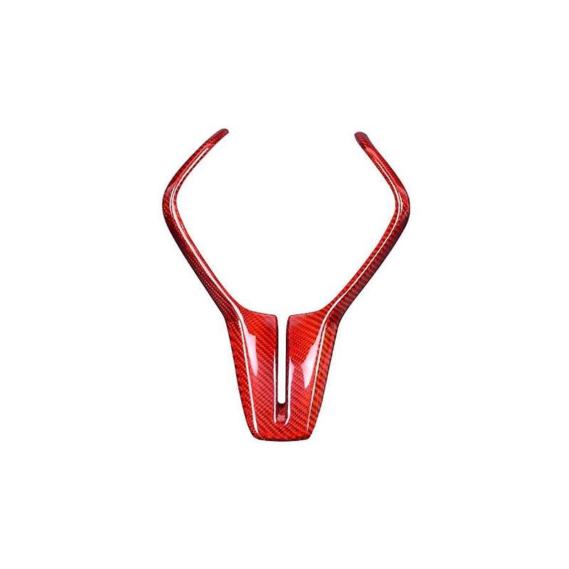 Carbon Fiber Car Steering Panel Cover Trim for Q50 Q60 2018 -2022 Interior Decoration(Red)