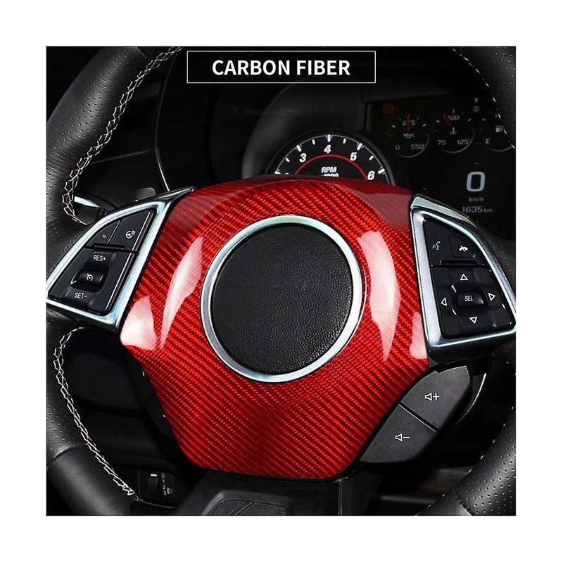 Carbon Fiber Car Steering Wheel Center Trim Sticker for 2016-2023(red)