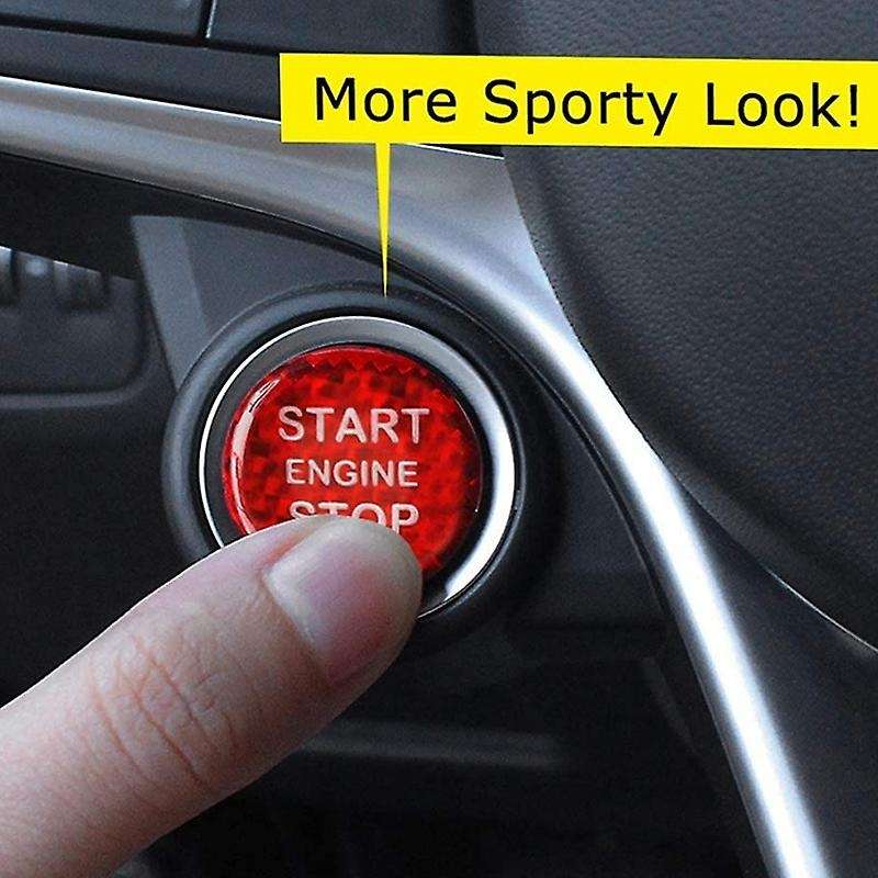 Carbon Fiber Car Start Button Decoration Cover for /Stelvio Red 1 Pcs