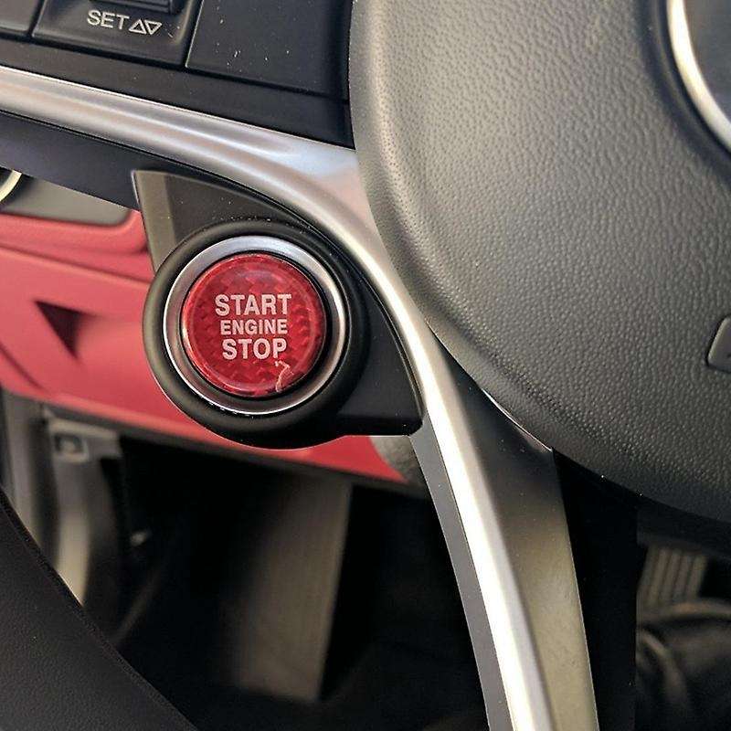 Carbon Fiber Car Start Button Decoration Cover for /Stelvio Red 1 Pcs
