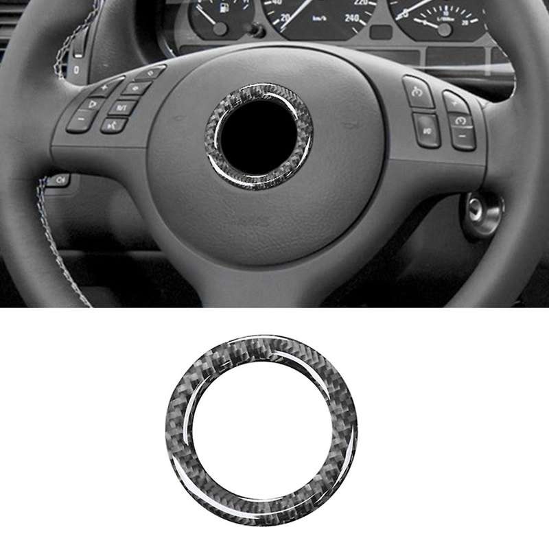 Carbon Fiber Car Steering Wheel Center Cover Stickers for - 3 Series E46 323i 328i 330i 325i 1997-2