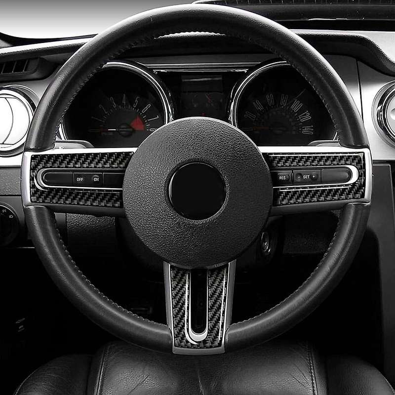 Carbon Fiber Car Steering Wheel Cover Sticker Trim for 2005 2006 2007 2008 2009 Interior Accessories