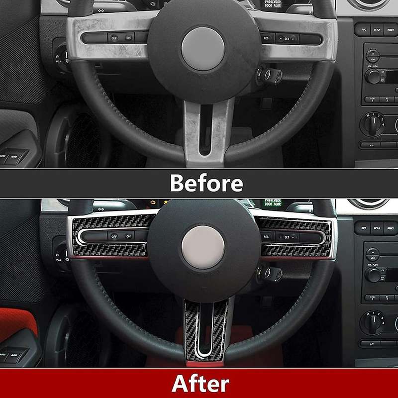 Carbon Fiber Car Steering Wheel Cover Sticker Trim for 2005 2006 2007 2008 2009 Interior Accessories
