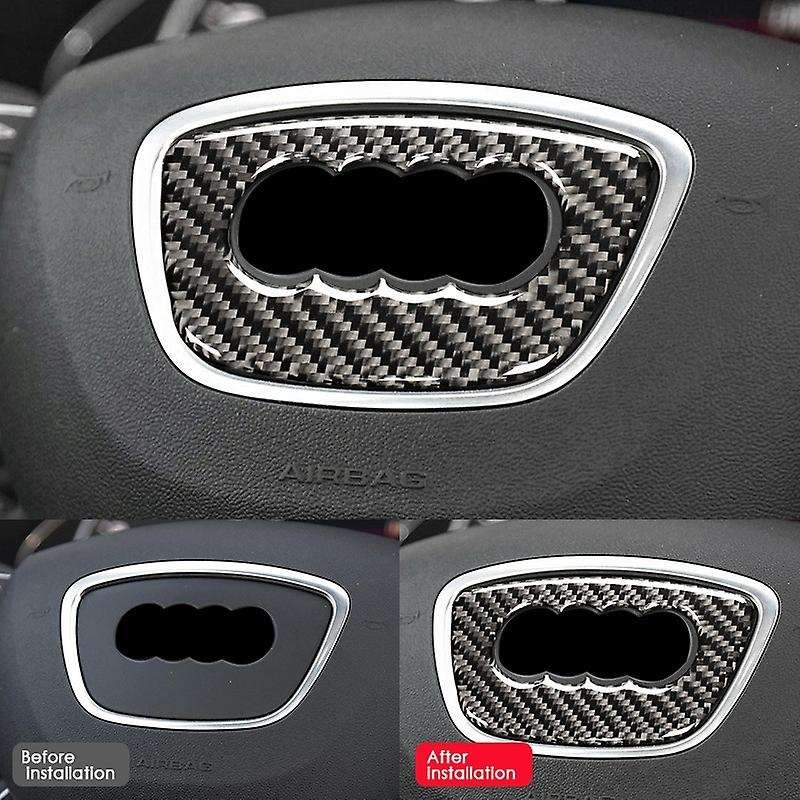 Carbon Fiber Car Steering Wheel Ring Trim Sticker Logo Decals Cover Decoration for  A3 A4 Q5 Auto St