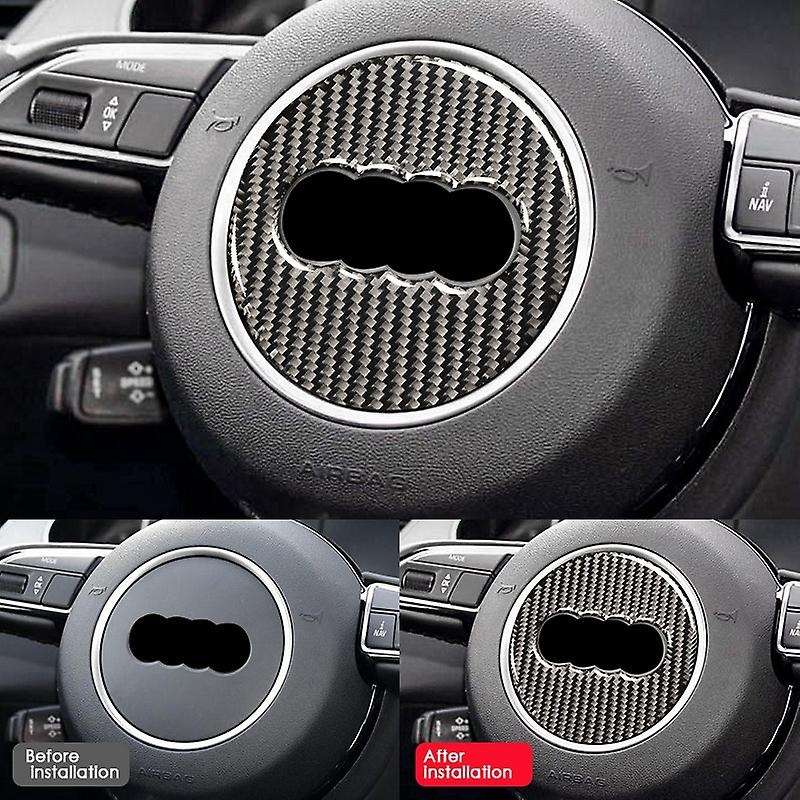 Carbon Fiber Car Steering Wheel Ring Trim Sticker Logo Decals Cover Decoration for  A3 A4 Q5 Auto St