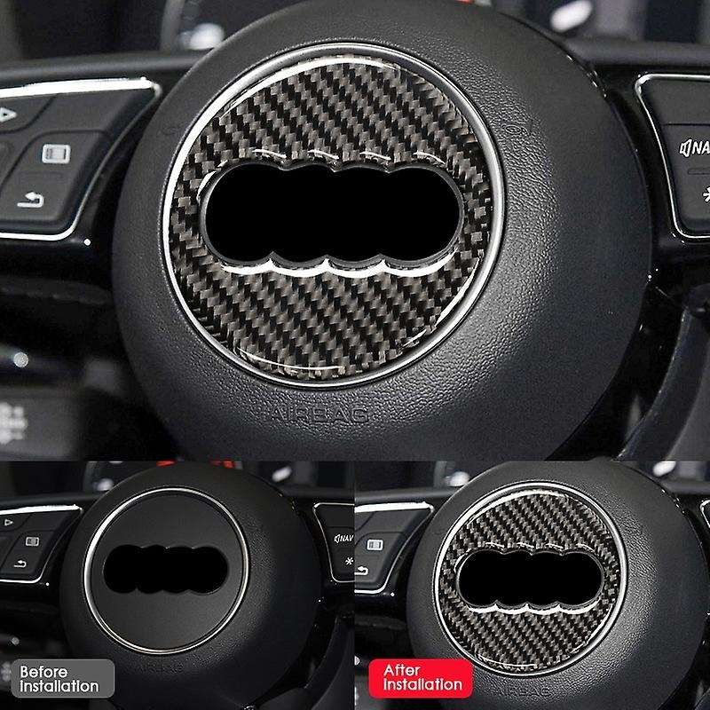Carbon Fiber Car Steering Wheel Ring Trim Sticker Logo Decals Cover Decoration for  A3 A4 Q5 Auto St