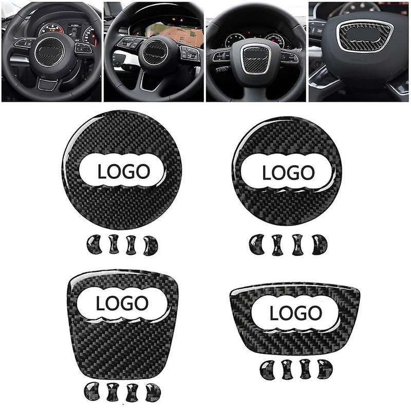 Carbon Fiber Car Steering Wheel Ring Trim Sticker Logo Decals Cover Decoration for  A3 A4 Q5 Auto St