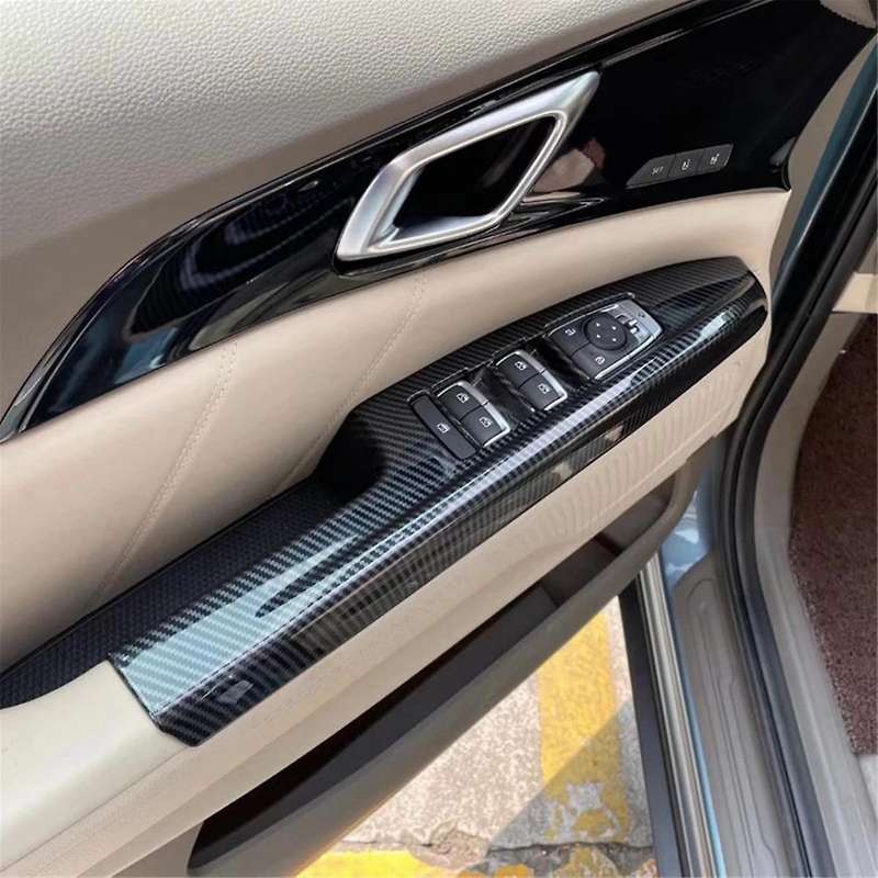 Carbon Fiber Car Window Glass Lift Switch Button Cover Trim for Carnival Ka4 2020 2021 2022
