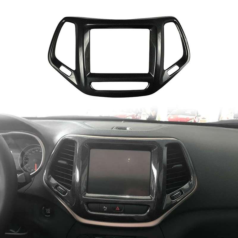 Carbon Fiber Center Console Dashboard Navigation Air Conditioner Outlet Cover Trim Panel for 2014-20