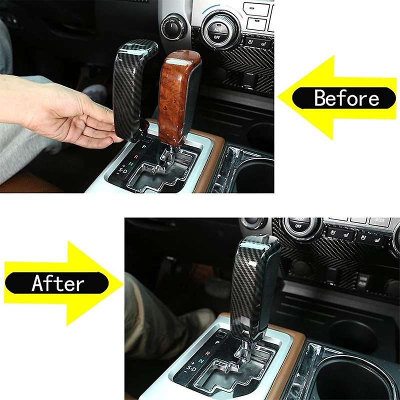 Carbon Fiber Center Console Gear Shift Head Cover Trim for - 2014- 2021