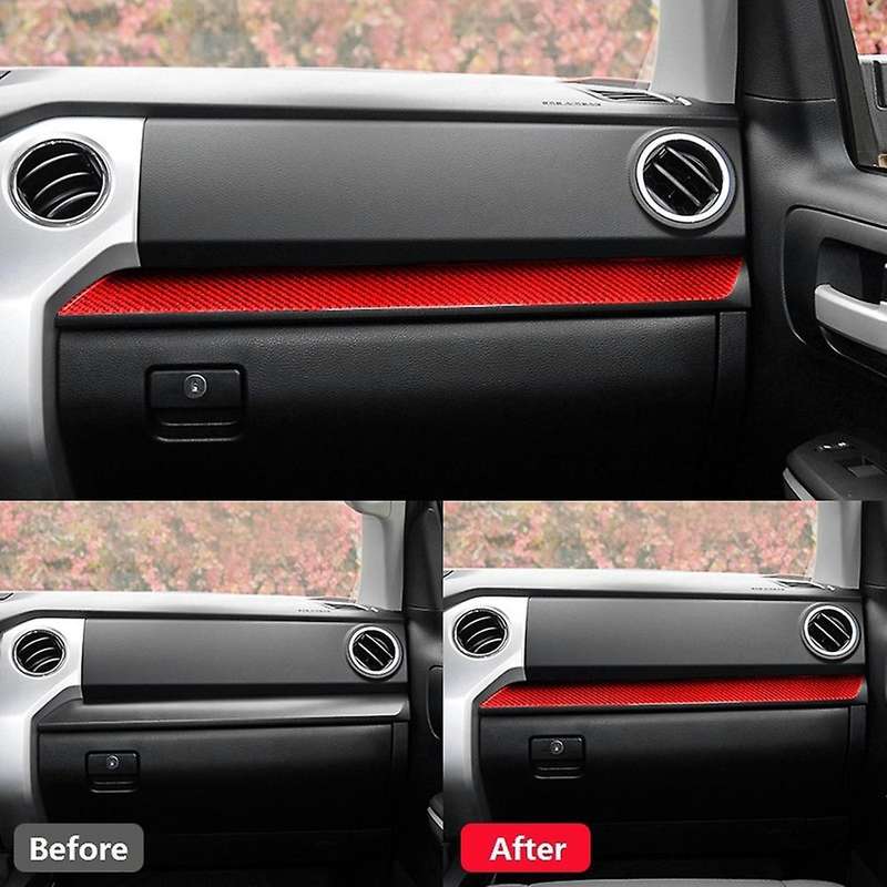 Carbon Fiber Center Console Decoration Strip Cover Trim for - 2014-2021 (Red)