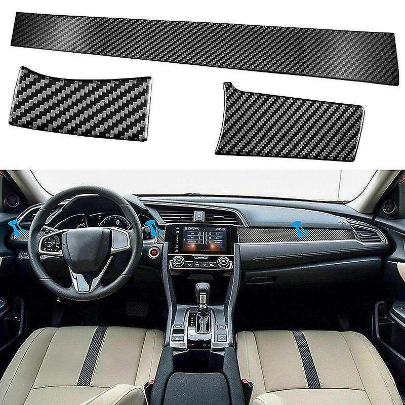 Carbon Fiber Center Dashboard Console Cover Trim Sticker for 2016-2020