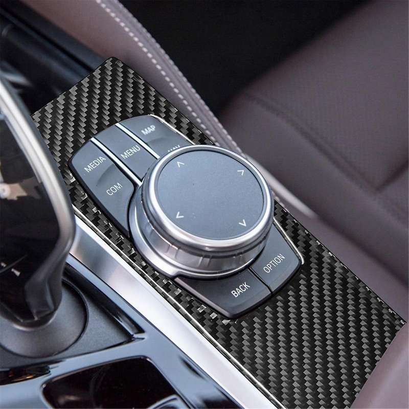 Carbon Fiber Central Control Multimedia Knob Button Frame Panel Trim for 5 Series G30 G38 2018-2023
