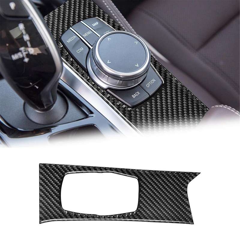 Carbon Fiber Central Control Multimedia Knob Button Frame Panel Trim for 5 Series G30 G38 2018-2023