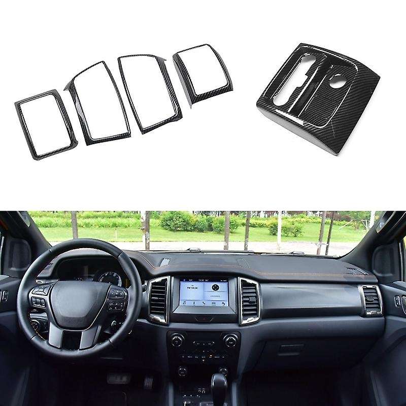 Carbon Fiber Central Dashboard Vent Frame Rear Air Conditioner Outlet Trim for Everest Endeavor 2015